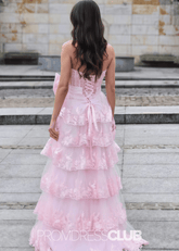 Nicola | A - Line Sequins Appliques Light Pink Long Prom Dress - Price #price_variant_lowest# - Light Pink - PromDressClub